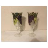 Set of 2 Handpainted Grape Vases