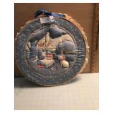 Quilted Blue Girl w/ Cat Wall Hanging