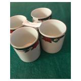 Set of 4 Tienshan Christmas Red & Gold Mugs