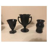 Set of 3 Black Glass