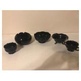 Set of 5 Black Glass Bowls