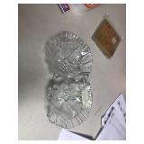 Glass Hibiscus 2 Compartment Serving Dish