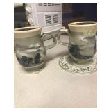 Pair of 2008 Ceramic Boscastle Pottery mugs