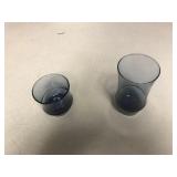 (6) Smoke Blue, Juice Glasses & 3 Smoke blue Tea