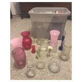 Plastic Crate of 18 Vases