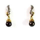 EARRINGS TAHITIAN PEARL AND DIAMOND 14K GOLD