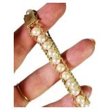 VINTAGE BRACELET 14K YELLOW GOLD AND PEARLS