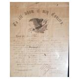 CIVIL WAR DISCHARGE PAPER PRIVATE CHARLES SCOVILL