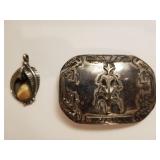 VINTAGE NAVAJO SILVER BELT BUCKLE & PENDANT