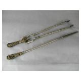 DOULTON LAMBETH CERAMIC FIREPLACE TONGS AND POKER