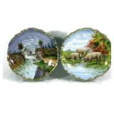 2 LAZARUS STRAUS & SONS CERAMIC CHARGERS