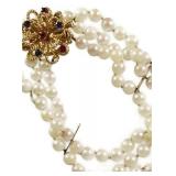 VINTAGE BRACELET 14K GOLD, PEARLS AND GEMSTONES