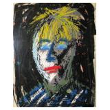 SIGNED 1986 MONOPRINT EXPRESSIVE PORTRAIT