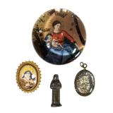 FRENCH INTAGLIO REVERSE PAINTED DEVOTIONAL GLASS
