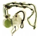 2 CHINESE NECKLACES JADE PENDANTS & TIGER