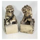 CHINESE WHITE METAL FOO DOG SEAL CHOP STAMPS