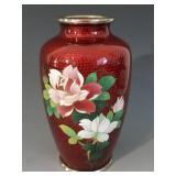 JAPANESE GINBARI CLOISONNE VASE WITH FLOWERS