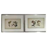 2 @ CHINESE BUTTERFLY & INSECT ON SILK PAINTINGS