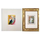 2 SIGNED MIXED MEDIA  CLASSICAL ALLEGORY PAINTINGS
