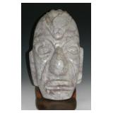 SOUTH AMERICAN CARVED HARDSTONE EFFIGY HEAD
