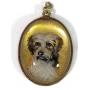 14K GOLD LOCKET PAINTED INTAGLIO GLASS TERRIER