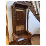 Vintage Reproduction Tiger Oak Hall Tree Vintage Reproduction Tiger Oak Hall Tree