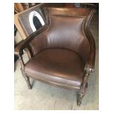 Leather Accent Chair with Nailhead Trim