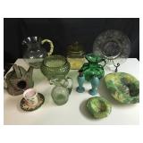 Lot of green and yellow glass