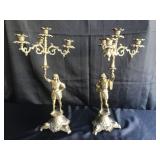 Set of 2 Brass Candleabra