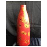 Red Porcelain Vase with Black & Gold Accents