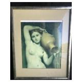 Framed Print Nude Woman Holding Vase