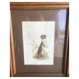 Framed Animal Lithograph - signed Framed Animal Lithograph - signed