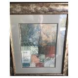 Framed Abstract Print with Leaf