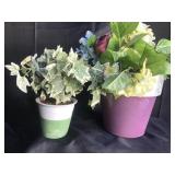 Lot of 2 Artificial plants in porcelain planters