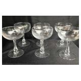 Set of 6 Vintage Silver Rimmed Champagne Coupes Set of 6 Vintage Silver Rimmed Champagne Coupes