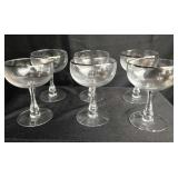 Set of 6 Vintage Silver Rimmed Champagne Coupes