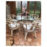 Round Glass & Rattan Table