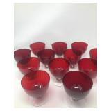 Set of 12 Cranberry Glass Goblets