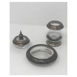 Antique Sterling & Glass Frank Whiting Smoking Set Antique Sterling & Glass Frank Whiting Smoking Set