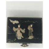 Vintage Chinese Black Laquer Jewelry Box