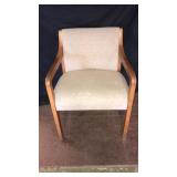 Wood upholstery tan chair