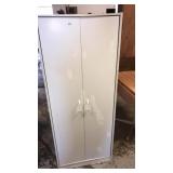 White pressed wood storage cabinet