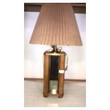 Glass and wood lamp w shade