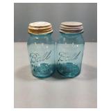 Ball Blue Qt Jars 1923 - 33 Zinc & Milkglass