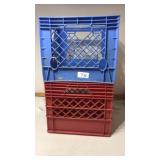 Red and blue milk crates