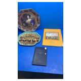 Serving plate , plate and coin book and a