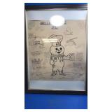 Pillsbury drawing in frame.