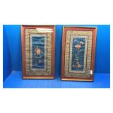 2 embroidered wall hangings