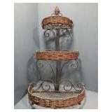 Wicker Shelf 3 Tier Metal Wall