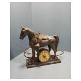 Horse Clock : Bronze? Tooled Saddle  *Does Not